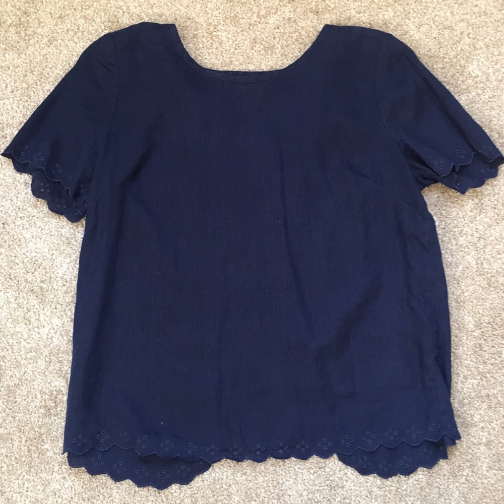 J. Crew Navy Linen Top